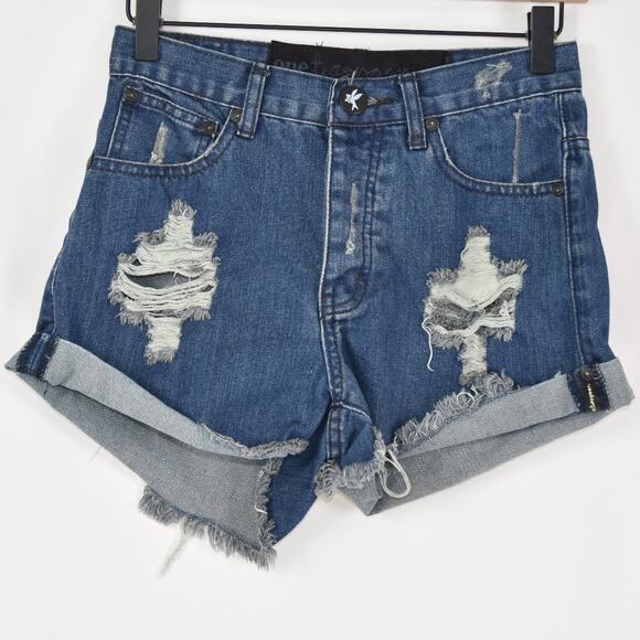 One Teaspoon Pants - One Teaspoon Distressed Denim Jean Shorts Size 26